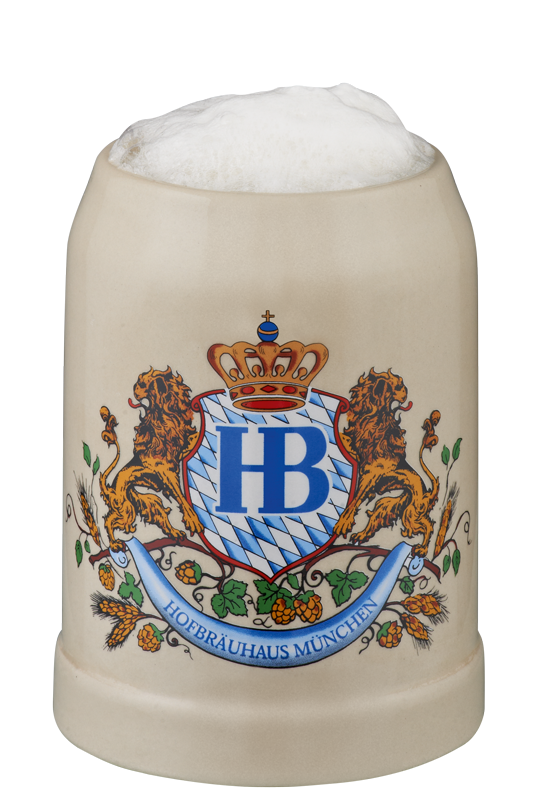 Steinkrug "Löwendekor" ohne Zinndeckel 0,5L