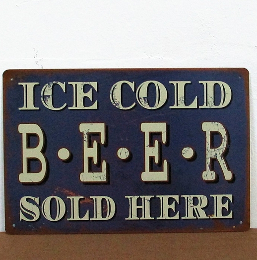 Холодное пиво продается здесь, табличка металлическая 20х30 см