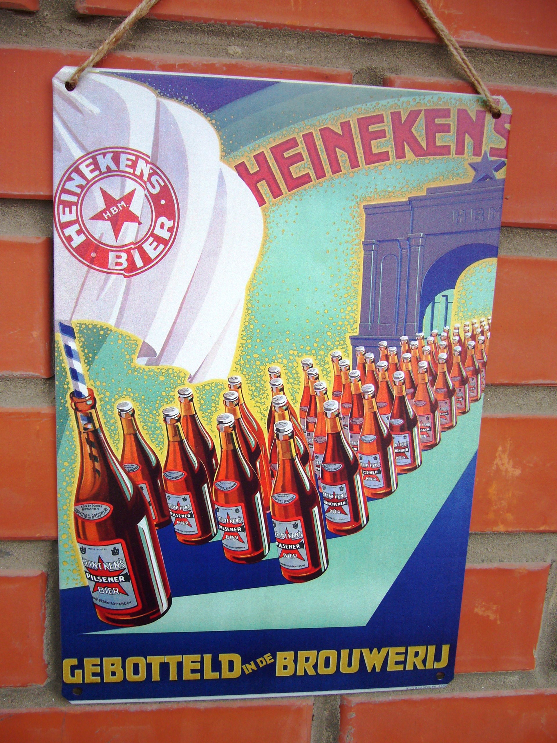 Пиво Хайнекен, рекламный постер ретро 20х30 см