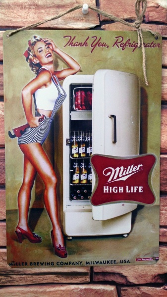 Пиво Миллер рекламный плакат Пин Ап 20х30 см