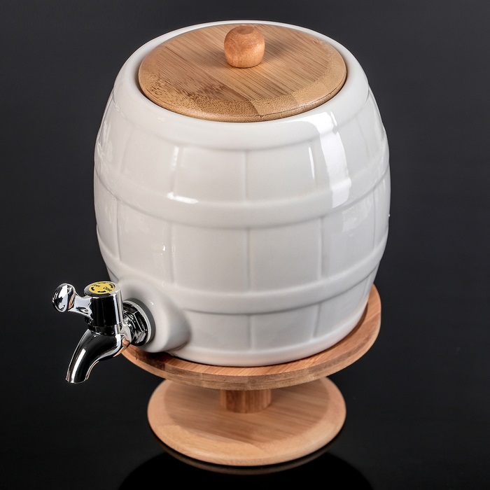 Бочонок с краником 2,5 л "Эстет", на деревянной подставке