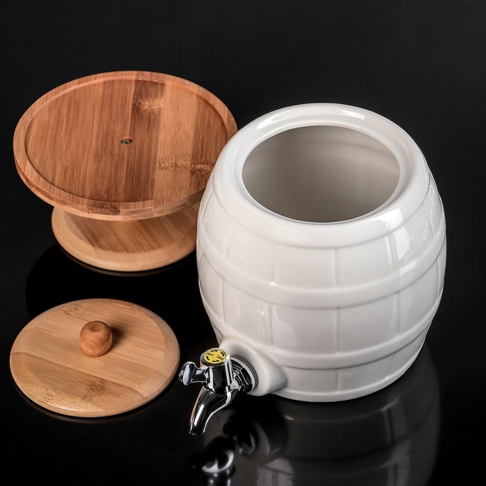 Бочонок с краником 2,5 л "Эстет", на деревянной подставке — изображение 7
