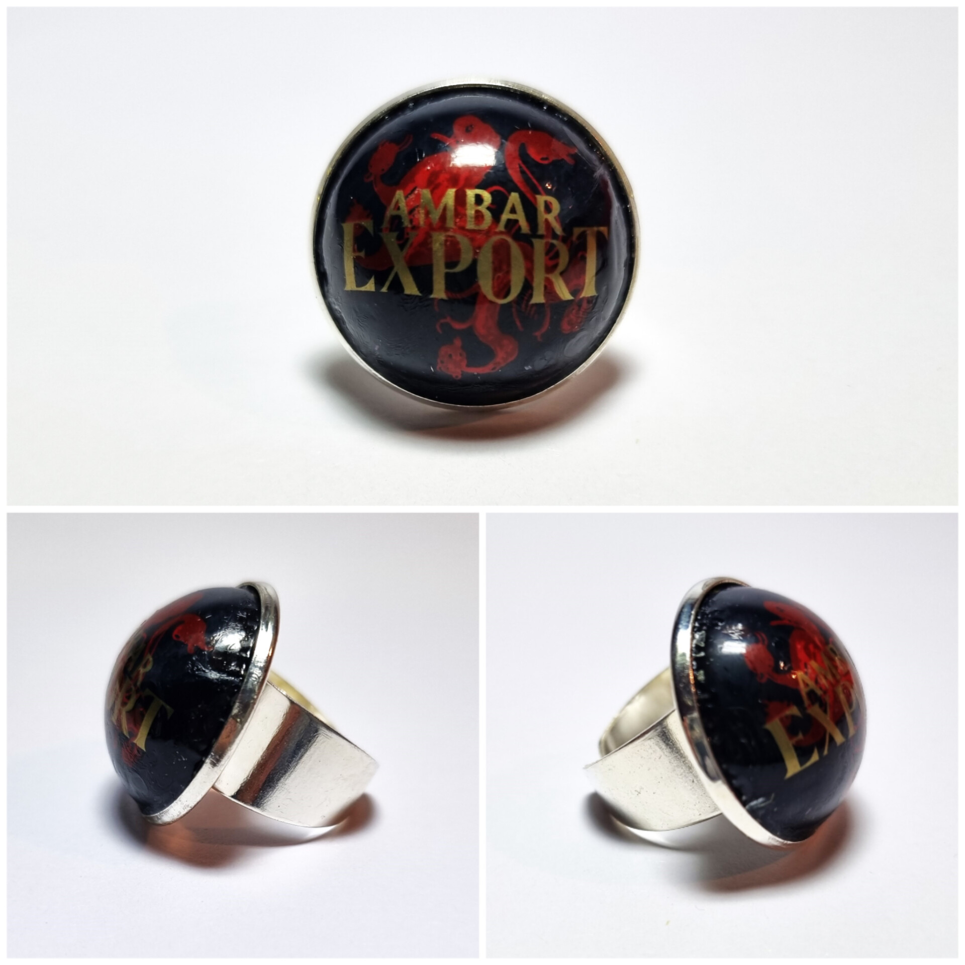Коллекционное кольцо XXL с янтарем Export