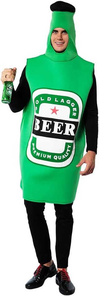 EraSpooky Beer Bottle Costume for Adults Funny Party Outfit Halloween Clothing