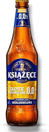 Ksiazece Zlote Pszeniczne Bier 6 x 0.5 L Alcohol-Free Wheat Storage Beer 0.0% Vol. from Poland - Includes Haus der Biere Berlin Beer Mat