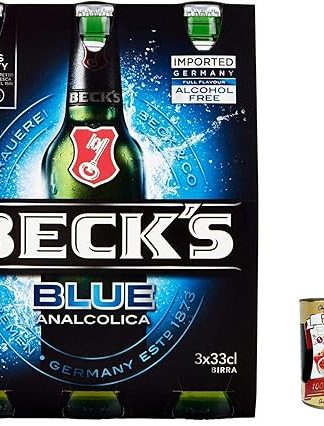 Birra Becks Alcohol-Free Bottles Beer 0% Alk. 0.33 L Bottle, Alcohol-Free + Italian Gourmet Polpa 400 g, Pack of 12