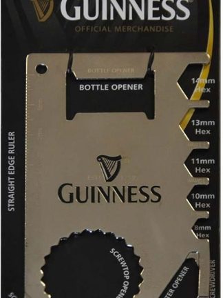 Guinness Credit Card Sized Multi Tool Silver Utility Card With Black Harp Design