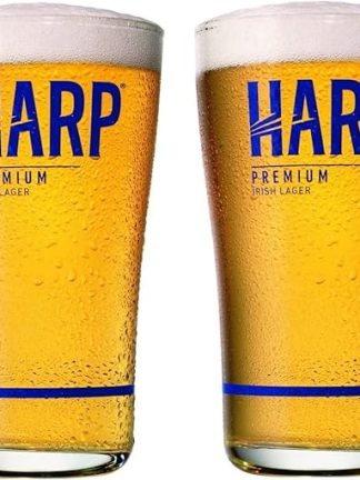 Harp Premium Irish Lager Midland Style Beer Glass | Set of 2