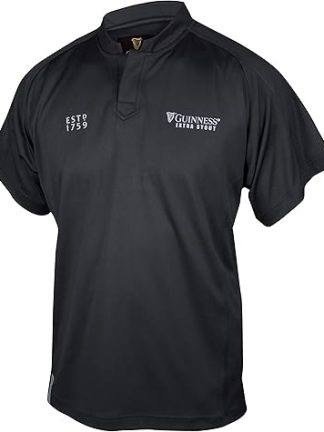 GUINNESS Black Embossed Print Rugby Jersey,Black,Medium