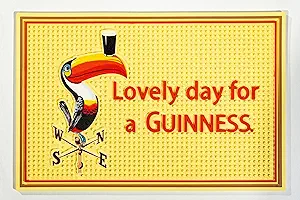 Guinness Bar Mats for Countertop - 18x12 Inches, with Iconic Gilroy Lovely Day for a Guinness Retro Toucan
