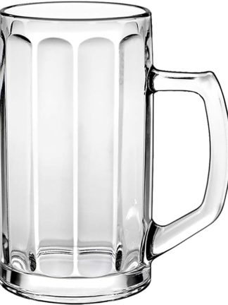 Borgonovo Brema Ottica 12001420 Beer Mug, Beer Glass, 360 ml, with Filling Line at 0.3 L, Glass, Transparent, Set of 6