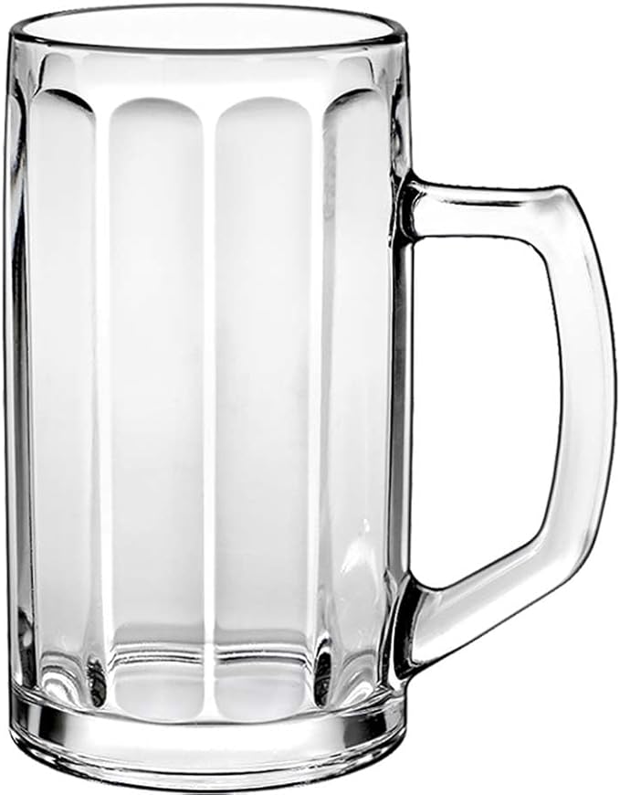 Borgonovo Brema Ottica 12001420 Beer Mug, Beer Glass, 360 ml, with Filling Line at 0.3 L, Glass, Transparent, Set of 6