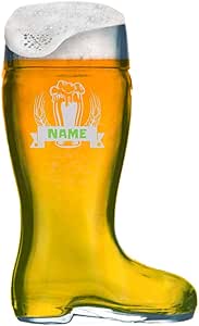 Anbobo MeinGlas Beer Boots 1L with Personalised Engraving [Name] and [Motif 02]
