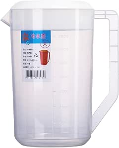 4 Litre Jug Water Carafe with Lid, Handles, Plastic Juice Jug, Juice Jug with Fruit Insert and Scale, Water Jug for Summer Juice, Cold Water, Milk, Beer Daily Outdoor Party Drinking Water