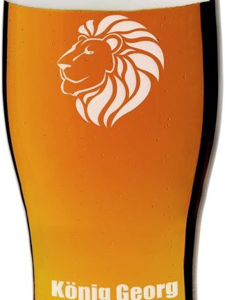 Maverton Beer Glass with Engraving – Personalised Beer Mug – 570 ml – Birthday Gift for Men – Gift Idea for Beer Lovers – Lion