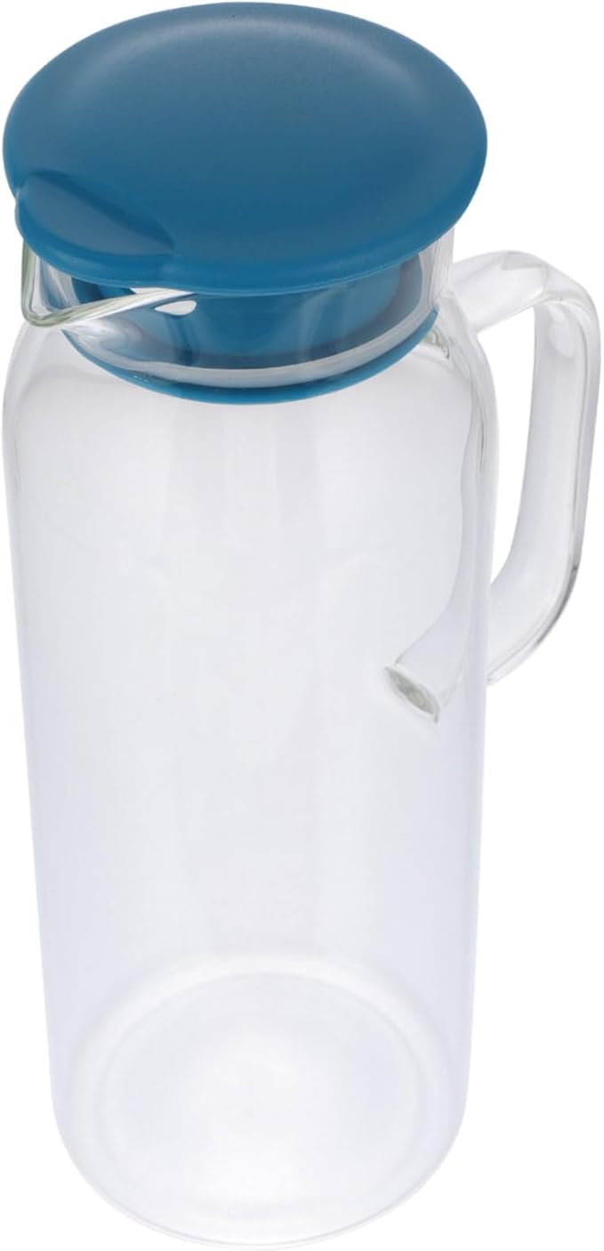 PRETYZOOM 1 x Cold Water Jug Made of Glass Carafes Ice Water Glass Jug Beer Mug Glass Ice Tea Jug Juice Jug Made of Glass Drink with Lid Water Carafe Office Milk Fridge Plastic