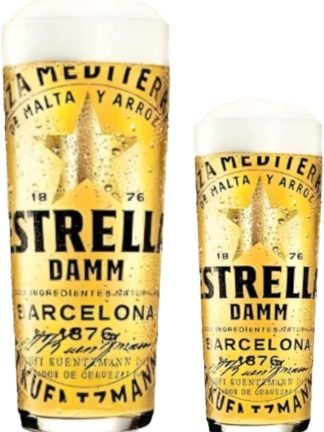 Laurie's Pub and Bar Accessories Estrella Damm Pint and Half Glass Beer Set of 2