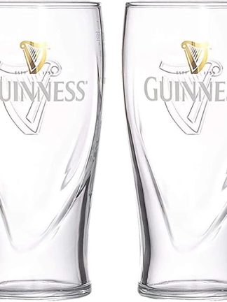 Official Guinness Logo 2 Pack 1/2 Pint Glass Set with Embossed Harp