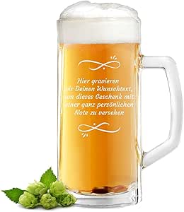 polar-effekt Beer Mug 0.5 L with Personalised Engraving – Birthday Gift for Men – Men's Gift for Father's Day and Anniversary Desired Text – Beer Glass for Pils and Craft Beer