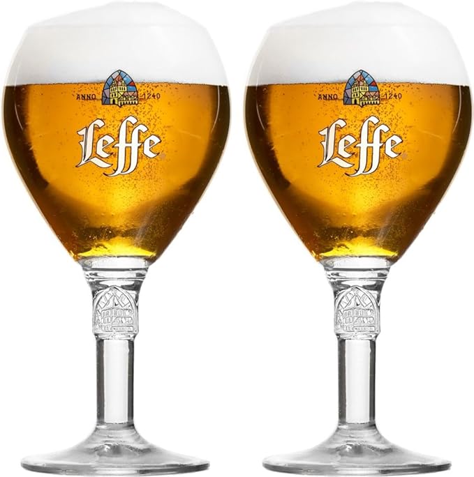 Leffe Glasses 33CL (Set of 2) Large Stem + 2 Leffe Beer Mats