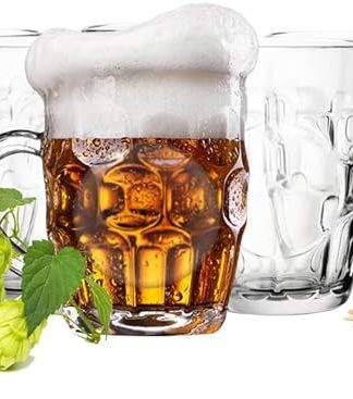 6 x Beer Glasses with Handle 400 ml Beer Mug Beer Mug Glass