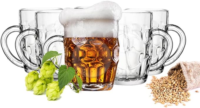 6 x Beer Glasses with Handle 400 ml Beer Mug Beer Mug Glass