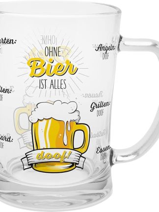 GRUSS & CO Beer Glass with Saying Ohne Bier | Glass, 60 cl, Beer Glass with Motif | Men's Gift, Funny Gift | 47840