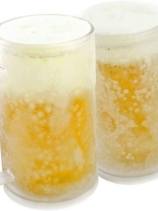 Beer Mug for Freezing: Frozen Mug Ice Cream Cup 0.4 Litre 400 ml Drinking Glass with Ice Pack for Permanently Iced Drinks (2 Beer Mugs)