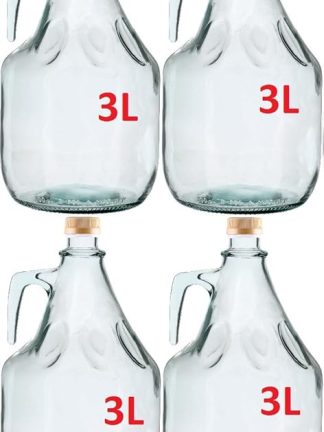 SET OF 4 GLASS CARBOY CARBOY COMPLETE BOTTLE BALLOON 3L BDG3Z GLASS DEMIJOHN