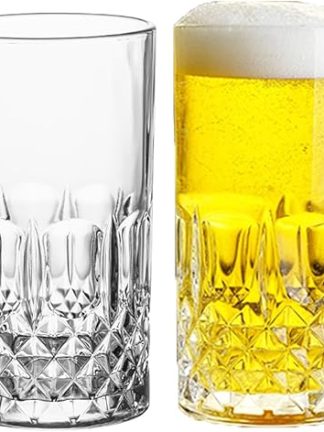 KPYZLBD Beer Glasses 0.5 Litres, Beer Mug with Handle, Set of 2, Glass Measuring Jug for Parties, Bars, Restaurants, Beer Festivals, Beer Glass, Dishwasher Safe