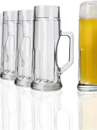 Stölzle Oberglas Premium Ribbed Beer Mugs / Set of 6 Beer Mugs 0.3 Litres / Stable Beer Jug / Beer Glasses 0.3 Litres Made of Soda Lime Glass / Beer Mug 0.3 L Dishwasher Safe