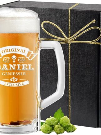 Polar Effect Beer Tankard Personalised with Engraving of a Name and Year - Beer Mug Gift Idea for Birthdays - Original Exclusive Design 0.3 L or 0.5 L