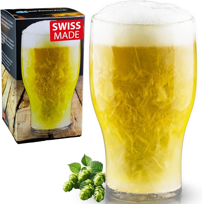 1 x 480 ml self-cooling beer glass by CoolDownDrink - forget ice cubes - cool your drinks without diluting them. For refreshingly cool beer