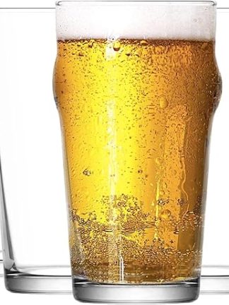 LAV Noniq Pint Glasses - Classic No Nick Pub Glasses - 20oz - 6 Beer Glasses