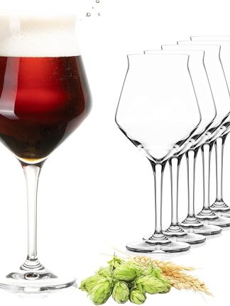 PLATINUX Elegant Beer Glasses 400 ml (max. 460 ml) Beer Tulips Set of 6 Made of Crystalline Glass Dishwasher Safe