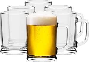 TREND FOR HOME Beer Mug 0.5 Litre Set of 6 with Handy Handle Glass Jug 0.5 Litre Beer Glass Beer Jug Beer Glasses 0.5 Beer Mug Beer Measuring Jug Glass Beer Mugs Measuring Jug Transparent | Ulf
