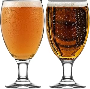 LAV Luxury Pint Beer Glasses, Set of 6, 590 ml, 100% Lead-Free Beer Glass, Craft Beer Glasses, Beer Glasses, Stemed Beer Glass, IPA Beer Tasting Glass, Belgian Beer Glasses, Stemware Glasses