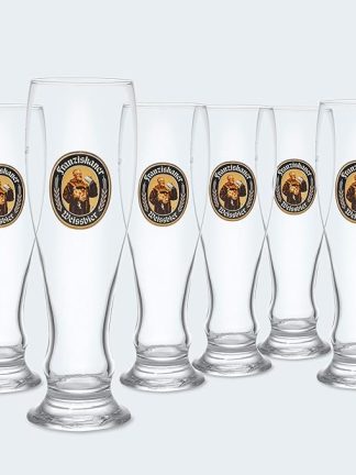 6 Franziskaner beer glasses 0,5 litre lined - pint - Weissbier - whitebeer - Set