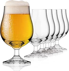 Sahm Bristol Pokal Beer Glasses 0.3 Litres (Pack of 6) - Beer Tulip - Beer Glasses Set - Dishwasher Safe - Ideal Pilsglas & Craft Beer Glasses