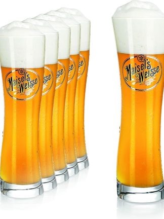 Maisel's White Original Wheat Beer Glasses 0.3 L (Pack of 6) - Yeast White Beer Glasses 0.3 L - Maisel Wheat Beer Glasses 0.3 L as a Great Beer Gift