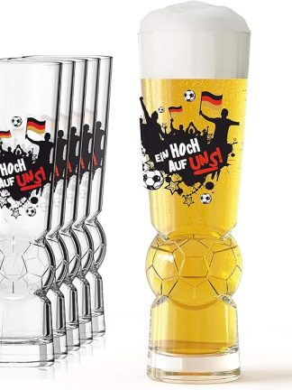 Sahm Beer Glasses 0.3 Litres (Pack of 6) - Football Beer Glass with Ein Hoch auf uns Logo - Ideal Football 2021 Decoration - Great Beer Gift