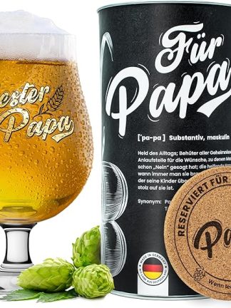 getbrave Beer Glass | Bester Papa (0.3 L) in Gift Box with Coaster | Real Gold | The Gift for Father's Day | Christmas | Birthday Gift | Trophy Glass
