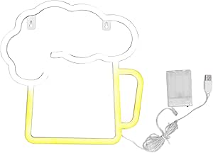 Неоновая вывеска SIXRUN для пива, светодиодная подсветка для пива с питанием от USB и батареек, водонепроницаемая (IP45), желто-белая подсветка для бара, вечеринки, мероприятия.