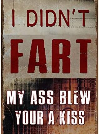 Забавная металлическая табличка для гаража, винтажные барные вывески, настенный декор для мужской комнаты, саркастические аксессуары для ванной, пивные вывески для дома: «Я не пукнул, я тебя поцеловал».