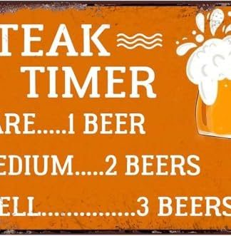 Табличка с таймером для стейков JIUFOTK, забавные пивные вывески, винтажные ретро-вывески, настенные украшения, настенные картины, постеры, таблички для дома, фермы, магазина, гаража, клуба, бара, кухни, колена 8x12 дюймов