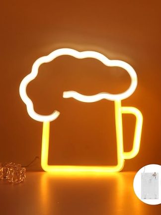 Светодиодная неоновая вывеска LUFEIS «Пиво», светодиодная неоновая вывеска, 3D-неоновое украшение для стен, питание от батареек или USB, белая и желтая неоновая вывеска для бара, паба, ночного клуба, магазина, рождественского фестиваля, вечеринки.