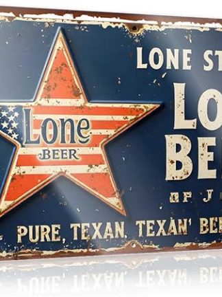 Забавный декор для улицы от FZFN, винтажная пивная вывеска с одинокой звездой, патриотический дизайн, жестяные украшения для мужской комнаты, винтажные жестяные вывески (30 x 40 см)