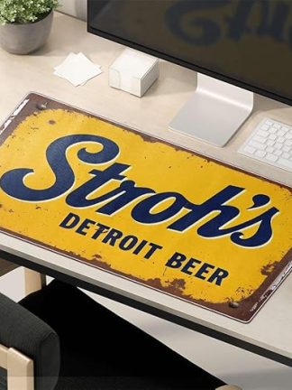 Забавные коврики для мыши на стол, вывеска пива Stroh's Detroit, коврик для мыши, забавная рабочая одежда