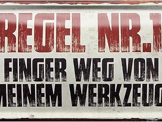 Коллекция жестяных табличек schildkreis24, 28 x 12 см — Юмористические надписи для мастеров и мастерских: идеи для украшения и подарков для отверток (Правило № 1: Палец в сторону от инструмента!)