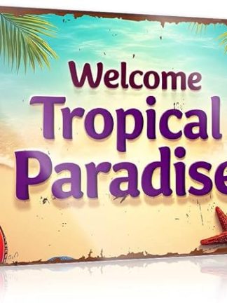 Металлическая вывеска для бара FZFN, декоративная, «Добро пожаловать в наш тропический райский пляжный курорт», забавная вывеска для пива, бара, мужской комнаты, декоративная (30 x 40 см)